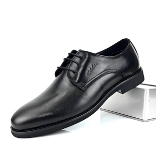 沙驰男鞋新款牛皮轻便舒适休闲皮鞋系带软底通勤德比鞋商务正装鞋