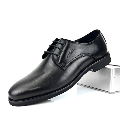 沙驰男鞋新款牛皮轻便舒适休闲皮鞋系带软底通勤德比鞋商务正装鞋