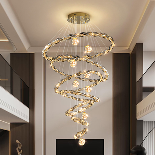复式楼大吊灯楼中楼别墅挑空客厅吊灯2025新款loft公寓轻奢水晶灯