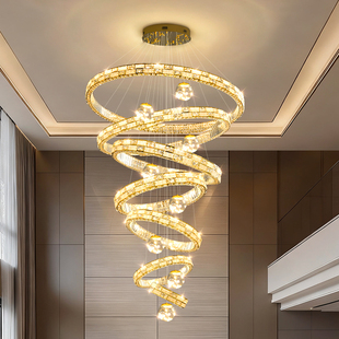 轻奢复式楼大吊灯楼中楼别墅挑空客厅吊灯2025新款loft公寓水晶灯