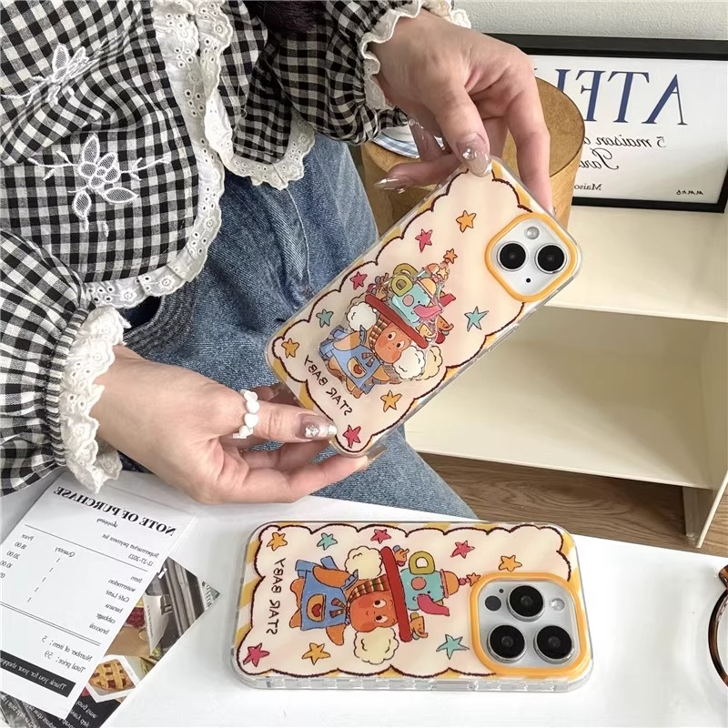 涂鸦星星茶壶小人白色IMD苹果壳