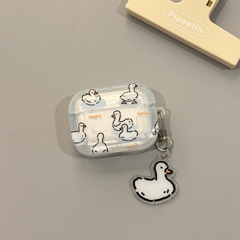 ins创意高级感游泳鸭子适用于AirPods/spro4耳机套苹果AirPods Pro二代保护套AirPods3软壳无线蓝牙保护套