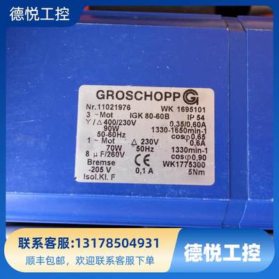 Groschopp 11021976 Groschopp全新伺服电机 WK1695101 IGK80-6B