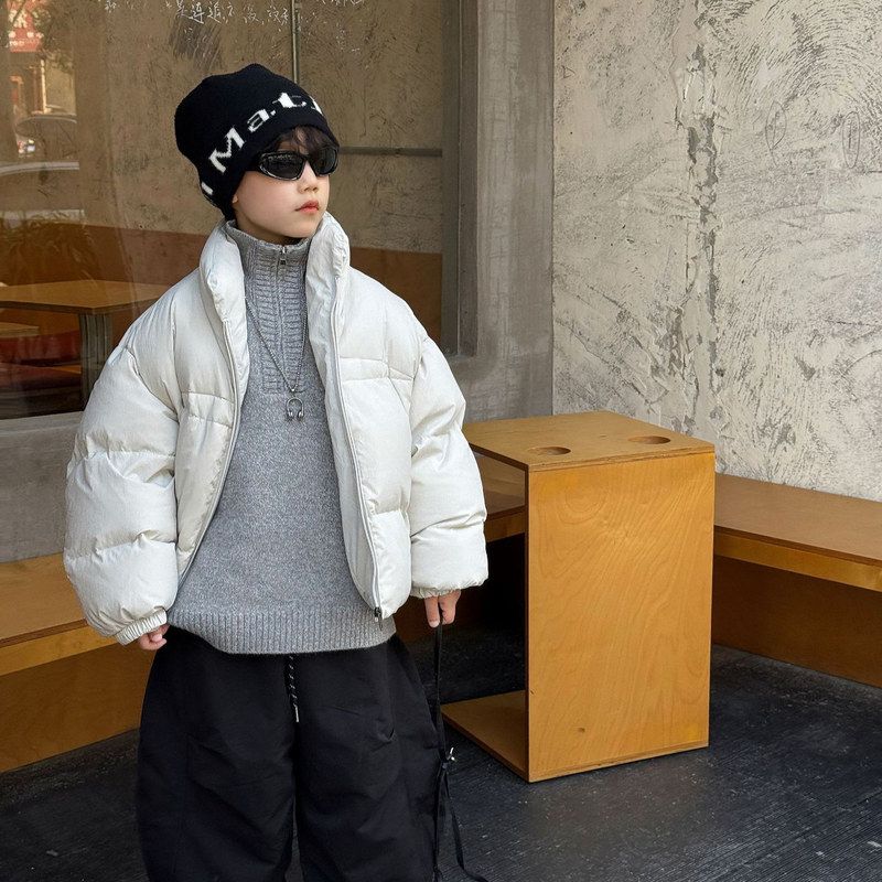 番薯弟弟2025冬季新款韩版男童高级纯色防寒保暖棉服面包服潮外套