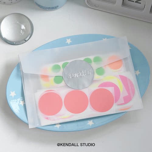 KENDALLSTUDIO荧光圆贴手帐素材