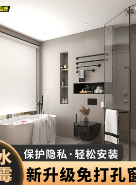 卫生间卷帘窗帘遮光免打孔安装2025新款升降卷拉式厨房浴室遮挡帘