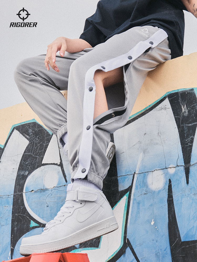 准者无畏快拆裤篮球训练比赛侧边全开扣排扣裤宽松运动长裤男卫裤