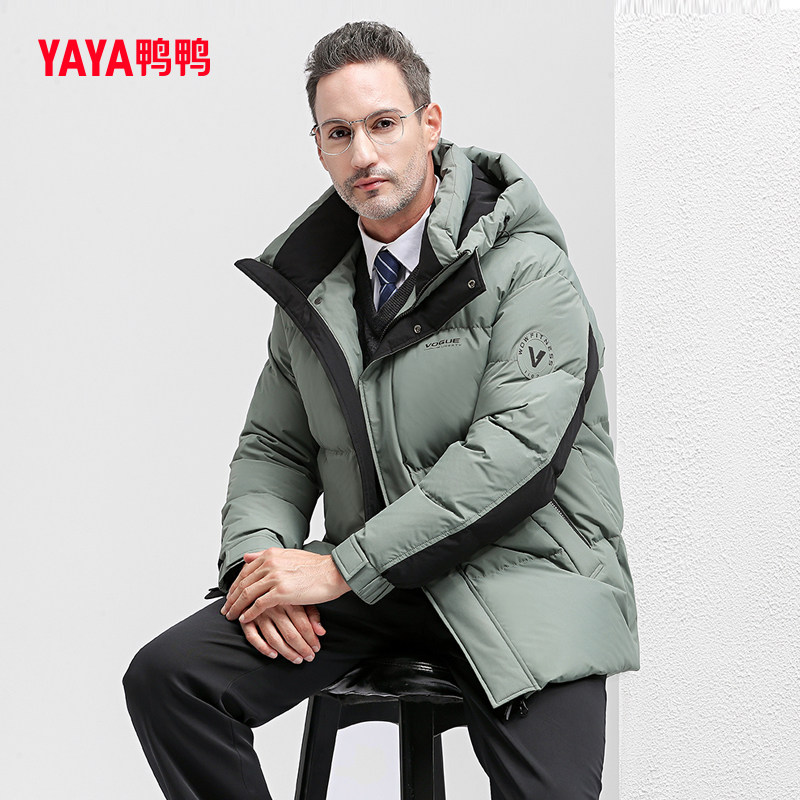 鸭鸭羽绒服男短款2023年冬季新款连帽休闲商务时尚保暖帅气外套C