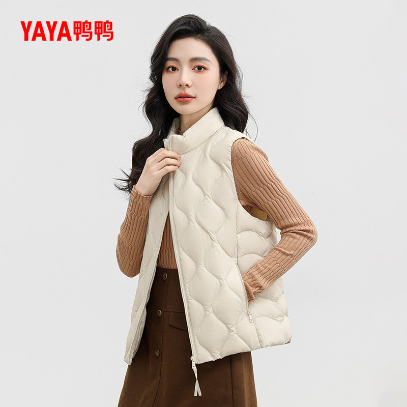 鸭鸭羽绒服马甲女士2026季反季轻薄立领时尚短款保暖鸭绒马夹外套