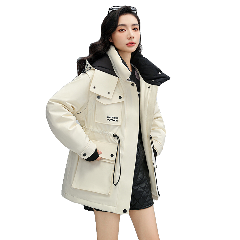 鸭鸭羽绒服女中长款连帽时尚外套