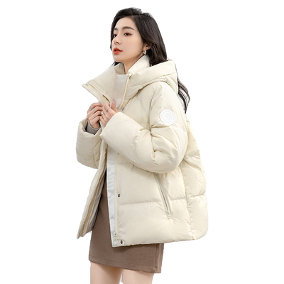 鸭鸭外套羽绒服女短款连帽双十
