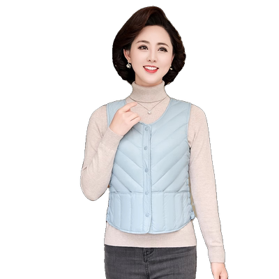 鸭鸭羽绒马甲女短款暗扣休闲外套