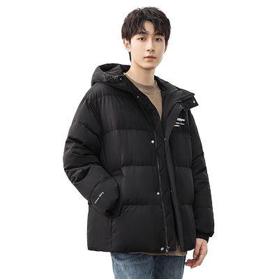 鸭鸭羽绒服男连帽显瘦面包服