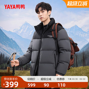 鸭鸭登山羽绒服时尚百搭2025反季男款立领加厚保暖蓬松鸭绒外套A