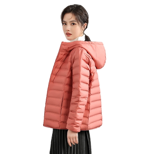 鸭鸭轻薄羽绒服女2025秋冬反季短款轻型保暖连帽时尚休闲保暖外套