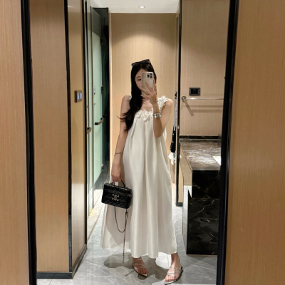 金豆豆孕妇轻奢舒适沙滩小白裙