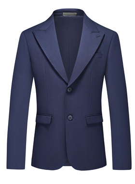 商务休闲西服套装男士秋季深蓝色戗驳领单排两粒l扣西服套装25729