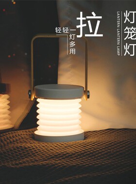 承欢记同款led灯笼灯小夜灯手提伸缩折叠卧室床头usb充电阅读台灯