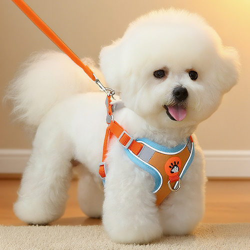背心式狗狗牵引绳小型犬泰迪比熊博美幼犬胸背带宠物狗链子遛狗绳
