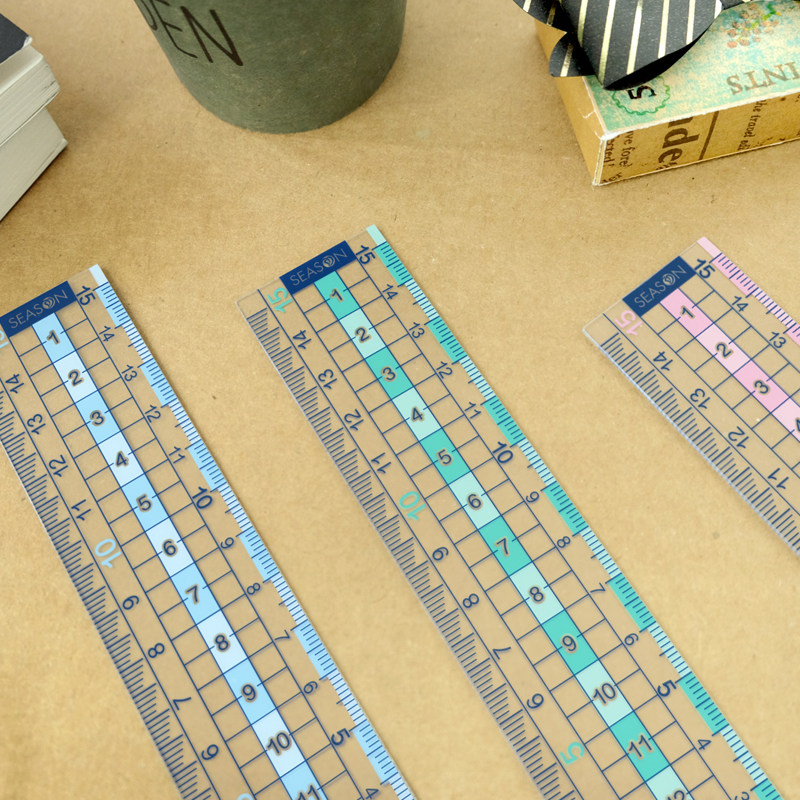 SEASON台湾四季PVC双向软尺15公分文具直尺软质公厘山形刻度
