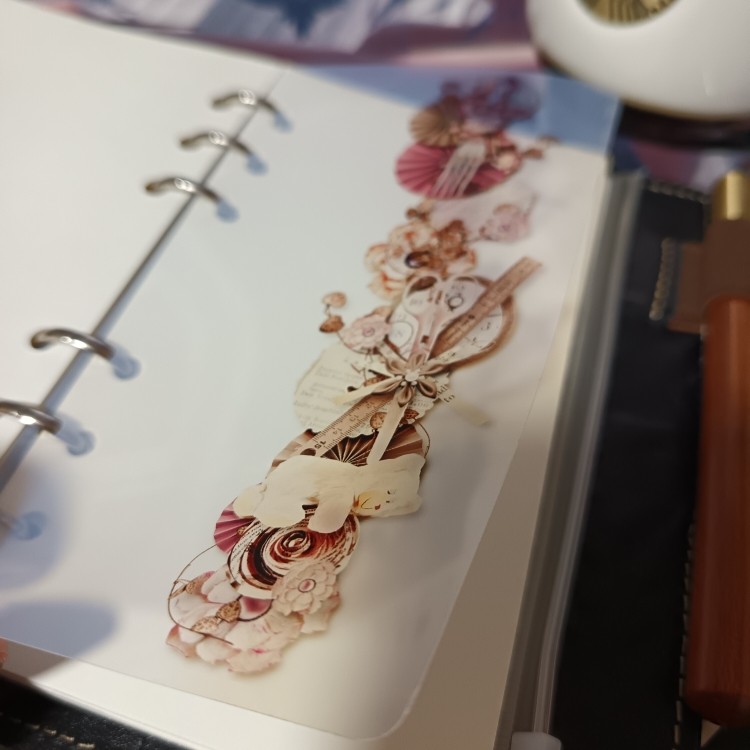 复古干花小熊蝴蝶结棕色系活页手帐分隔页乳白半透明薄胶片装饰页