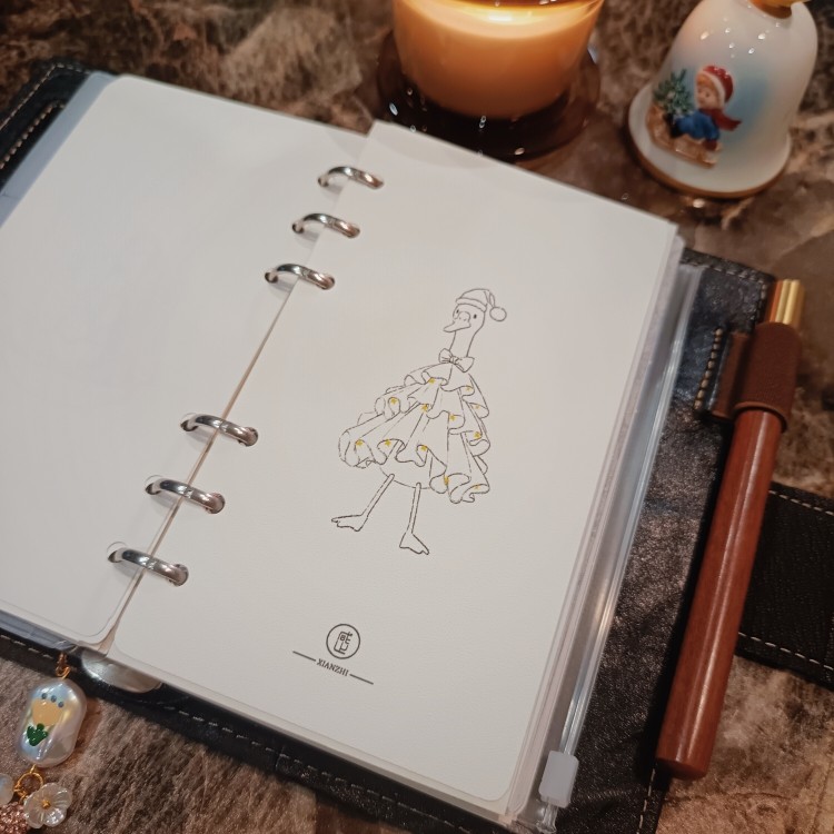 圣诞节大鹅 原创插画主题分隔页170g采石纹特种纸 手帐本装饰内页,文具电教/文化用品/商务用品,活页替芯,淘宝优惠券,粉丝福利购,淘宝优惠卷