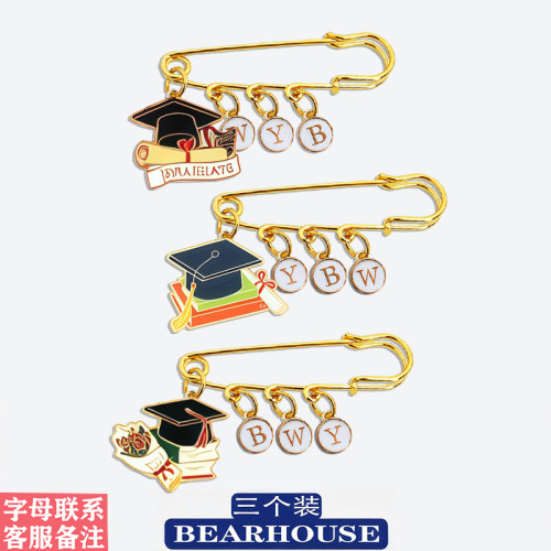 diy字母定制胸针考试K系列学士帽书本卷轴帽学生毕业礼物挂件别针