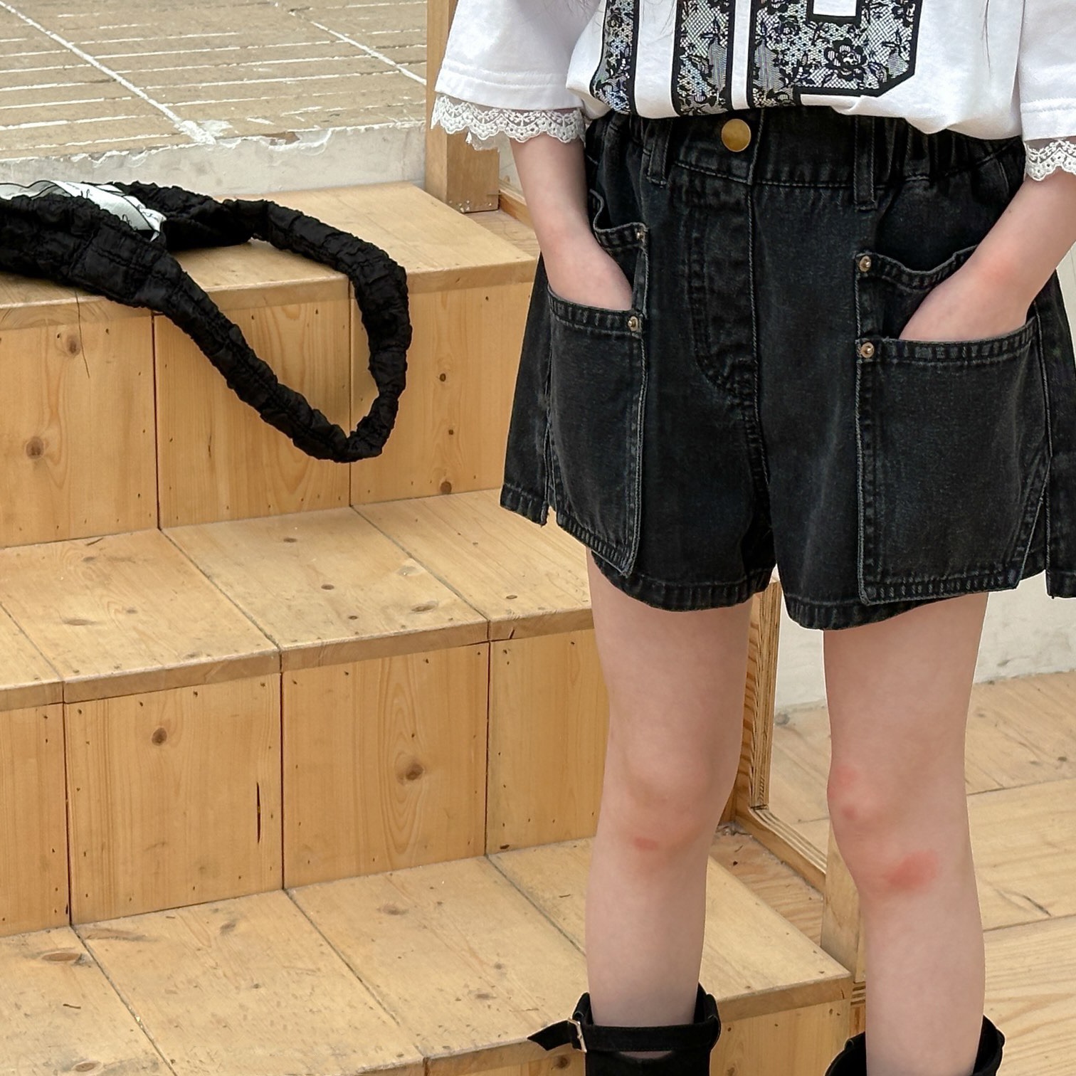 2025夏季新款女童工装牛短裤女孩洋气热裤儿童中大童装潮酷三分裤