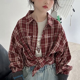 女童格子衬衫外套长袖上衣秋款儿童装洋气休闲衬衣内搭潮中大童装