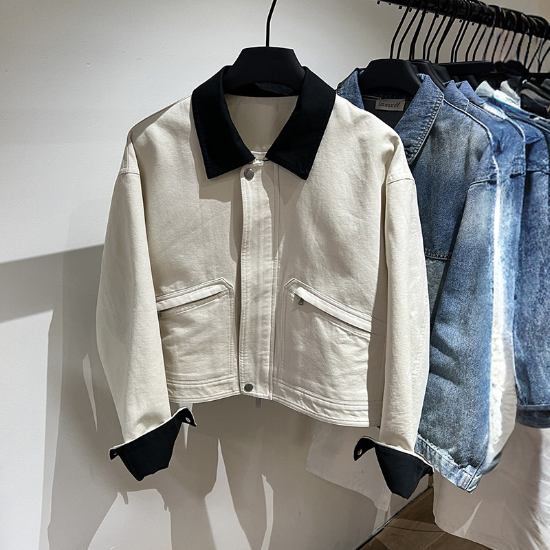 男女童拼接翻领牛仔外套休闲夹克