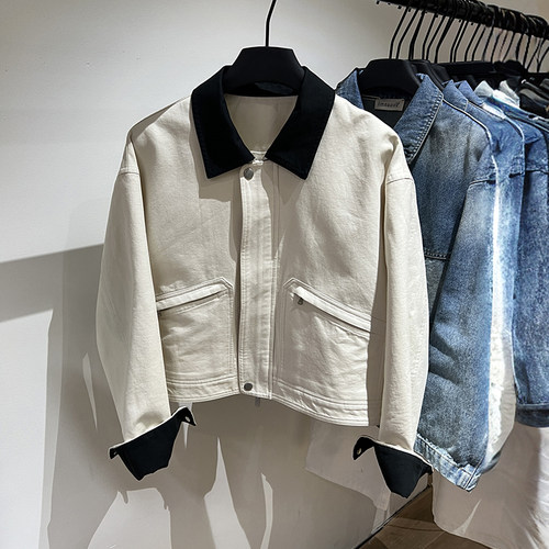 男女童拼接翻领牛仔外套休闲夹克