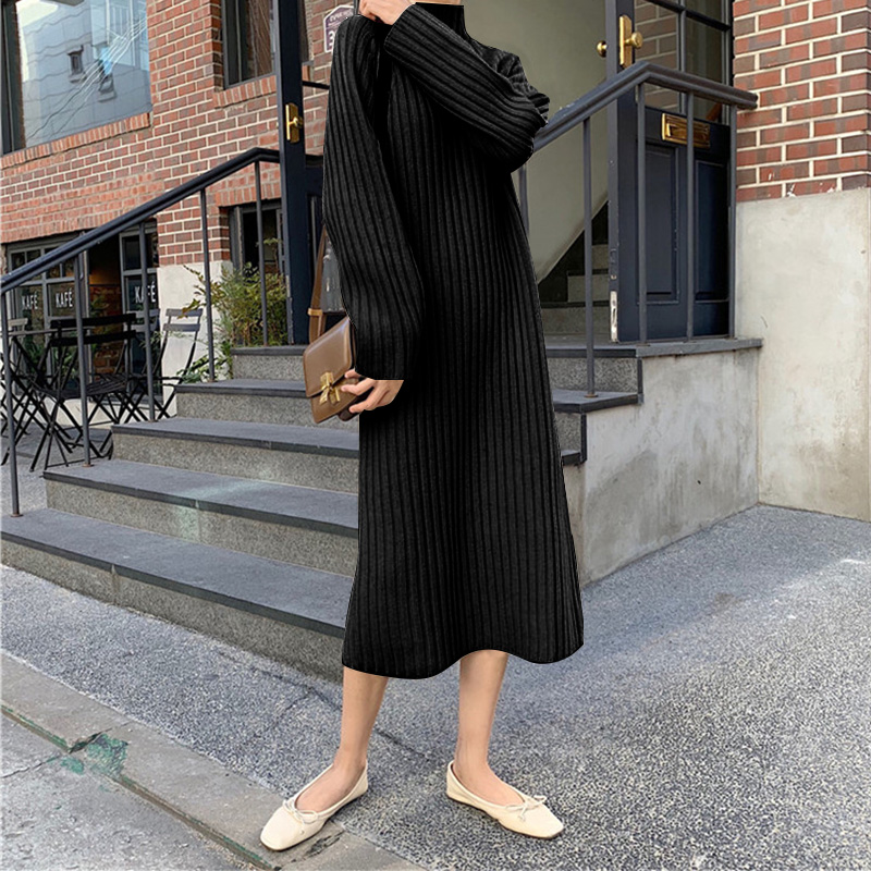 Fall / winter 2020 large size with medium and long T-shirt, fat girl looks thin, half high neck sweater dress