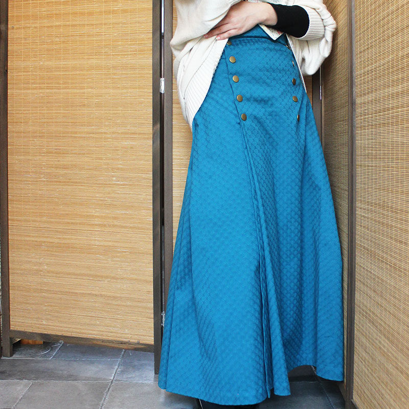 青雀 雀蓝色铜钱菱纹提花棉 排扣改良三裥裙 宋制汉服 秋冬季日常