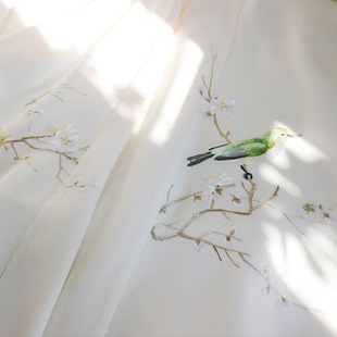 梅花绣眼 真丝手绣宋制汉服仿长干寺半袖衫 白色正绢蚕丝秋季日常