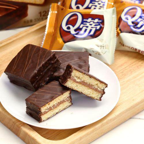 好丽友q蒂榛子巧克力味6枚168g独立小包装早餐蛋糕下午茶休闲零食