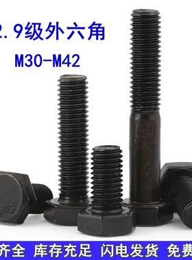 M30M33M36M39M42 12.9级高强度外六角螺丝加长全牙螺栓合金钢螺杆