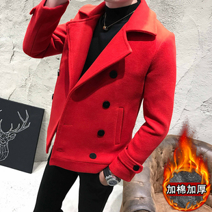 短款风衣男秋冬2025新款韩版潮流英伦风毛呢大衣男双排扣妮子外套