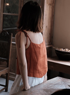 LNParty 夏季纯色舒适清爽棉麻背心甜美小吊带可外穿