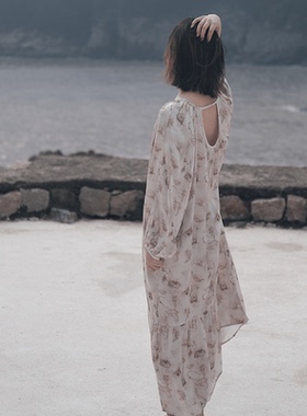 LNParty 新中式国风松弛设计感长袖睡裙气质禅意清冷可外穿连衣裙