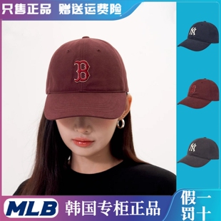 新款 遮阳刺绣酒红潮流棒球帽25秋季 男女情侣时尚 MLB韩国专柜正品