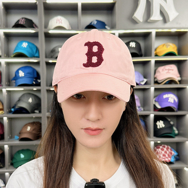 韩国MLB棒球帽男女帽子2025新款运动帽粉色软顶帽户外遮阳鸭舌帽