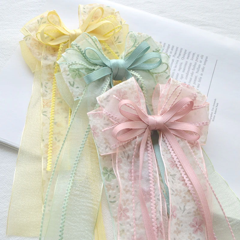 春款飘带蝴蝶结发夹材料包 儿童发饰手工自制发夹diy头饰学生课件