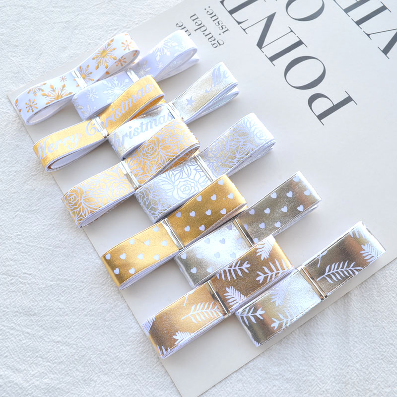 圣诞烫金烫银丝带彩带