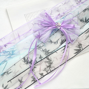 4CM宽竹叶雪纺纱带手工diy蝴蝶结发饰材料丝带绸带织带自制发夹用