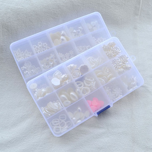 仿珍珠桃心五角星雪花玫瑰花小装饰组合套盒手机装饰美容美甲配件