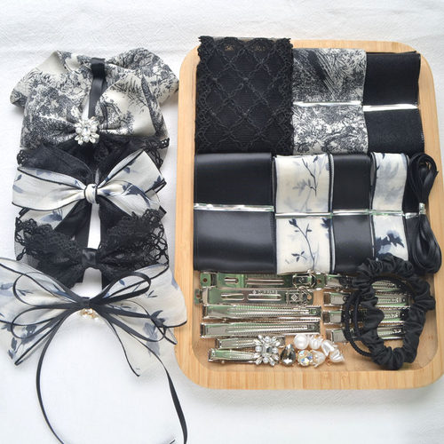 diy黑白清冷国风手工自制蝴蝶结