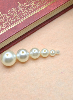 diy手工饰品配件串珠材料 4-6-8-10-12-14双孔优质ABS仿珍珠 散珠