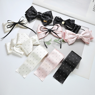 4CM甜美亮面波点布艺带手工diy蝴蝶结发饰材料布条自制抓夹装 饰带