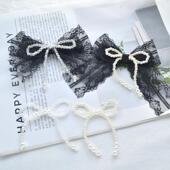 手工串珠仿珍珠蝴蝶结半成品 DIY发饰蝴蝶结配件自制发夹发绳材料