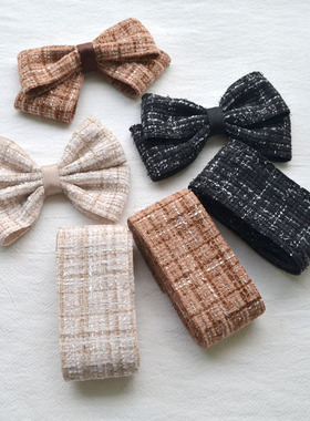 4CM小香风间葱格子绒毛织带布艺带手工发饰DIY蝴蝶结发夹发绳材料